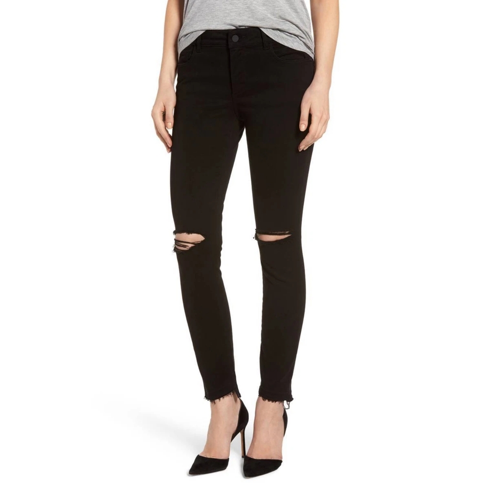 DL1961 Margaux Instasculpt Black Ripped Skinny Jeans